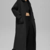 Quiltad Skyline Long Coat – svart