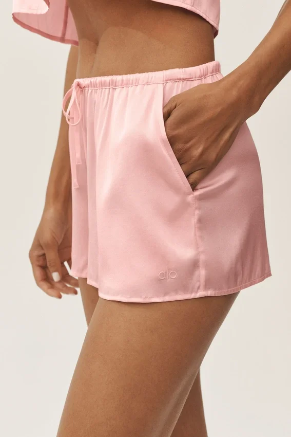 Radiance-shorts i silkesblandning – solkysst rosa