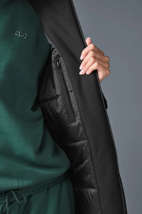 Rain or Shine Puffer Long Coat – Svart