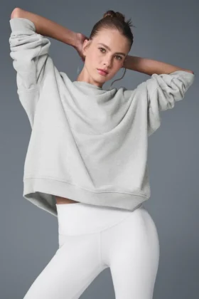 Renown tjock tröja med rund hals – Athletic Heather Grey