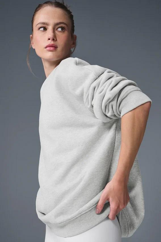Renown tjock tröja med rund hals – Athletic Heather Grey
