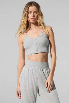 Ribbad, delikat loungetopp – Athletic Heather Grey