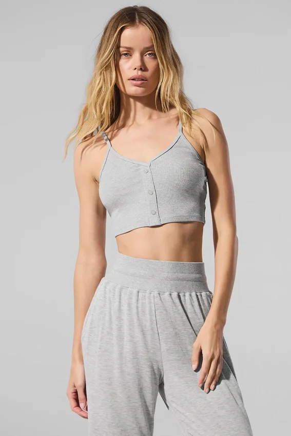 Ribbad, delikat loungetopp – Athletic Heather Grey