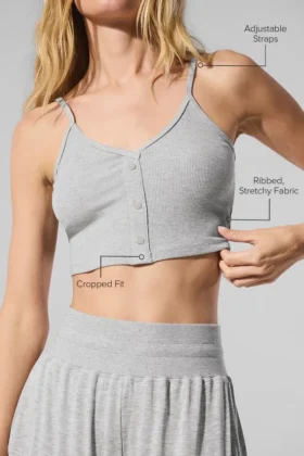 Ribbad, delikat loungetopp – Athletic Heather Grey