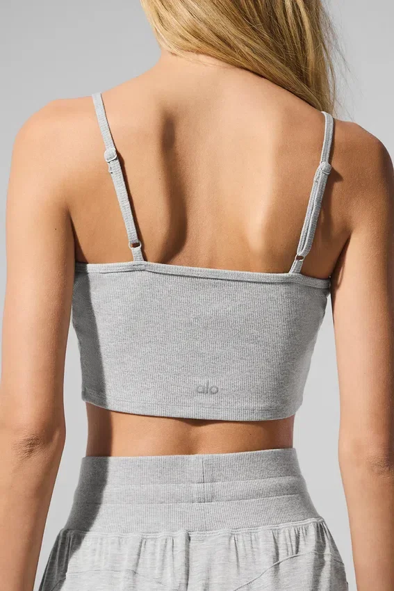 Ribbad, delikat loungetopp – Athletic Heather Grey