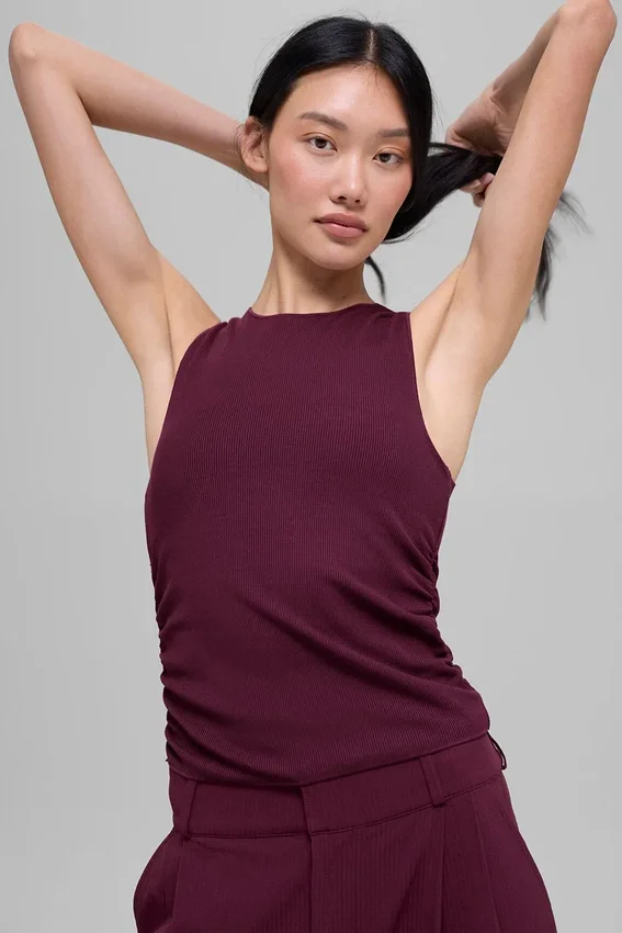 Ribbad En Pointe-tank – Burgundy