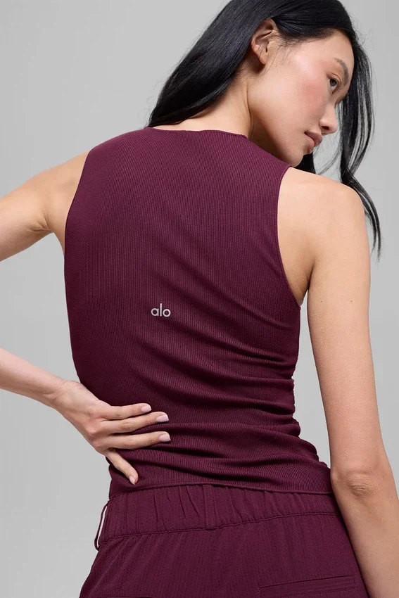 Ribbad En Pointe-tank – Burgundy