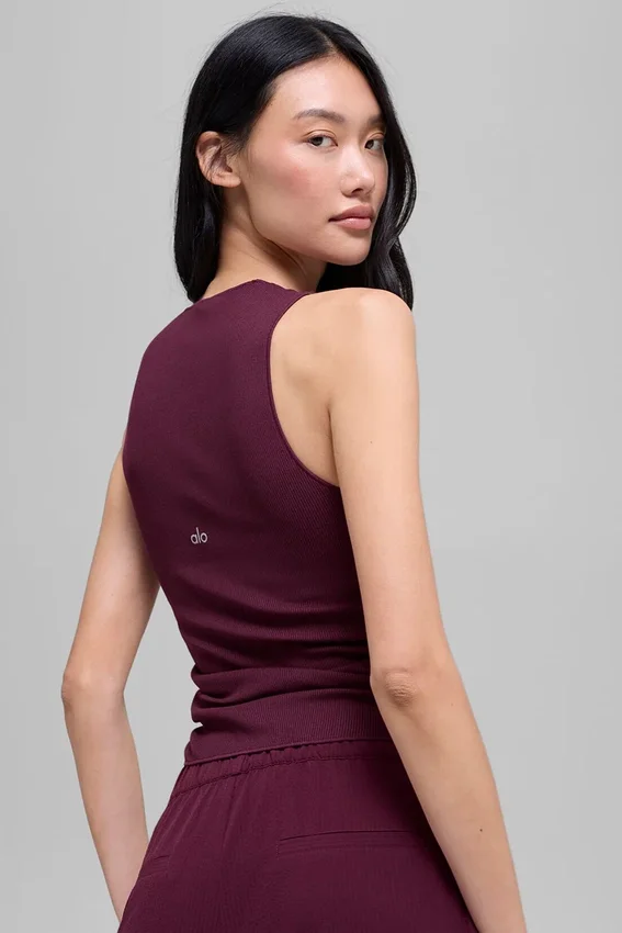 Ribbad En Pointe-tank – Burgundy