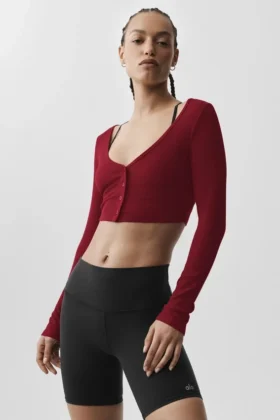 Ribbad, kort Whisper-kofta – Summer Romance Red
