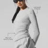 Ribbad långärmad tröja i modal – Athletic Heather Grey