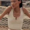 Ribbad modal-henley-tank – Oatmeal Heather