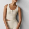 Ribbad modal-henley-tank – Oatmeal Heather