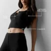 Ribbad modal-henley-tank – svart