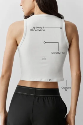 Ribbad modal-henley-tank – vit