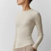 Ribbad modaltröja långärmad – Oatmeal Heather