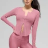 Ribbad Stardust-tröja med långärm – Pink Wild Rose