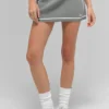 Ribbad stickad Highline-minikjol – Lunar Grey/White