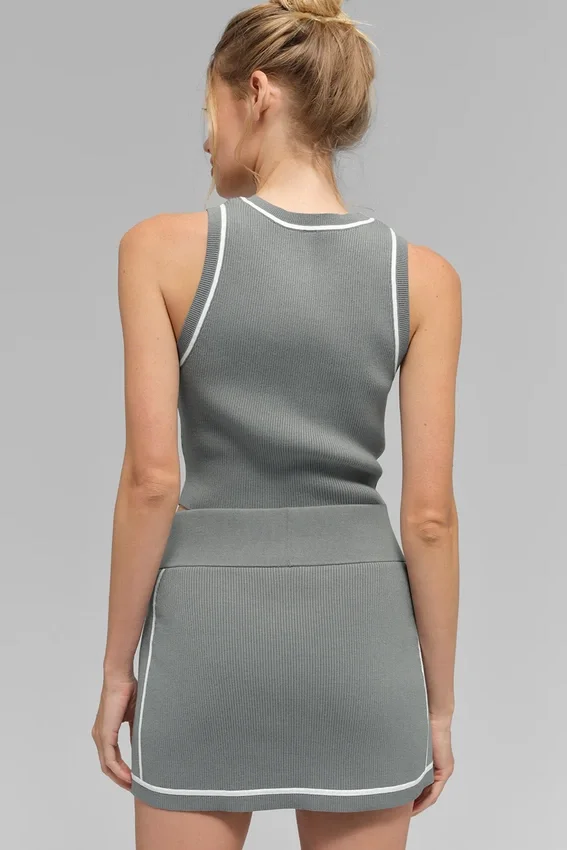 Ribbad stickad Highline-topp – Lunar Grey/White