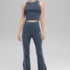 Ribbad stickat Highline Cropped Linnen – Bluestone/Vit