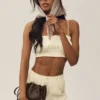 Riviera Bloomer-bh i linneblandning – sandbeige