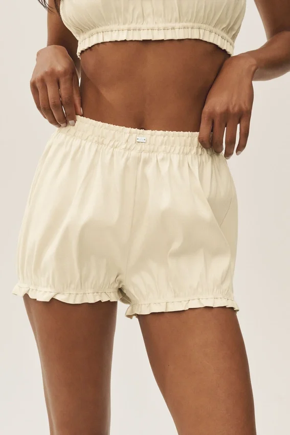 Riviera Bloomer-shorts i linneblandning – sandbeige