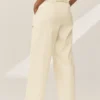 Riviera-byxor med vida ben i linneblandning – Sandy Beige