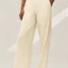 Riviera-byxor med vida ben i linneblandning – Sandy Beige