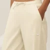 Riviera-byxor med vida ben i linneblandning – Sandy Beige