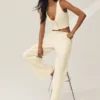 Riviera-byxor med vida ben i linneblandning – Sandy Beige