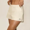 Riviera-shorts i linneblandning med låg midja – sandbeige