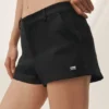 Riviera-shorts i linneblandning med låg midja – svart