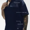 Satin Horizon kortärmad skjorta med knappar – Navy