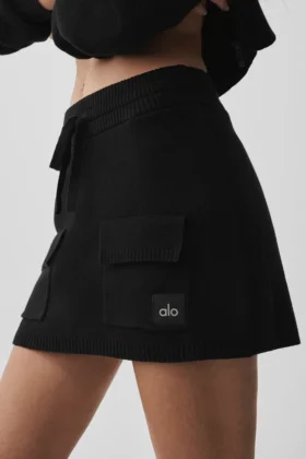 Scholar Knit Cargo-kjol – Svart