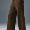 Scholar Knit High-Waist cargo byxor – Espresso