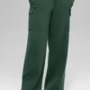 Scholar Knit High-Waist cargobyxor – klövergrön
