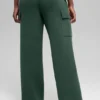 Scholar Knit High-Waist cargobyxor – klövergrön