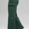 Scholar Knit High-Waist cargobyxor – klövergrön