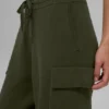 Scholar Knit High-Waist cargobyxor – olivgrön