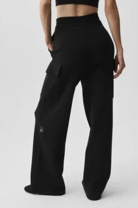 Scholar Knit High-Waist cargobyxor – svarta