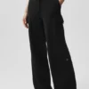 Scholar Knit High-Waist cargobyxor – svarta