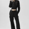 Scholar Knit High-Waist cargobyxor – svarta