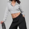 Scholar Knit kort jacka med hel dragkedja – Athletic Heather Grey