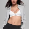 Scholar Knit kort jacka med hel dragkedja – Athletic Heather Grey