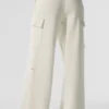 Scholar stickade High-Waist cargobyxor – elfenben