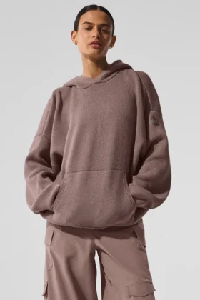 Scholar-stickat tröja med huva – Mushroom Heather