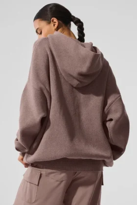 Scholar-stickat tröja med huva – Mushroom Heather