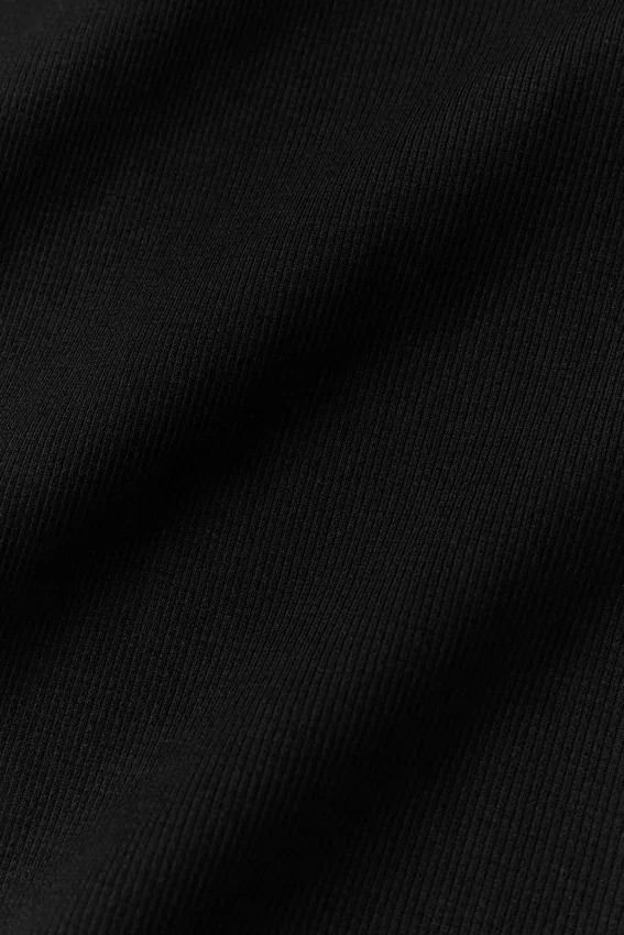 Seamless Modal Ribbed Cropped Kortärmade Shorts – Svart