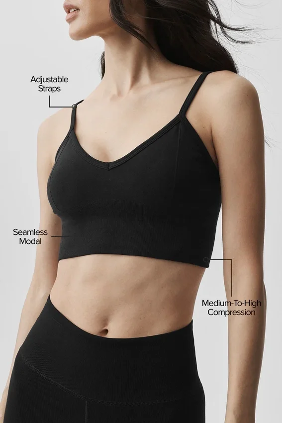 Seamless Modal Ribbed Delight Bralette – Svart