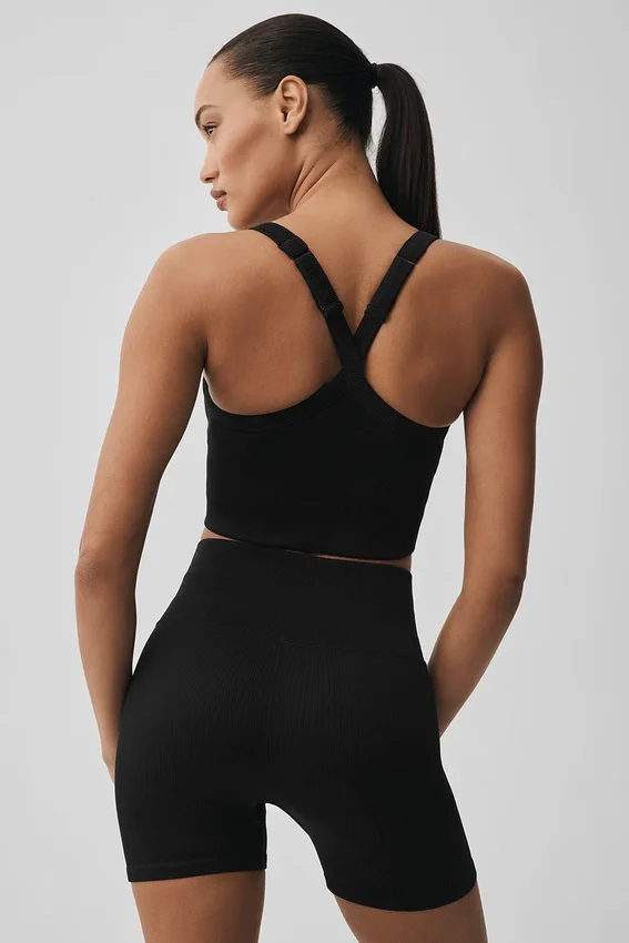 Seamless Ribbed Favorite BH-linne – Svart