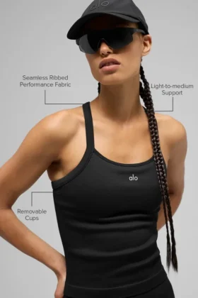 Seamless Ribbed Favorite Full Length Bra Linnen – Svart